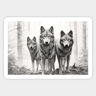 Wolf Animal Predator Wild Nature Ink Sketch Style Sticker